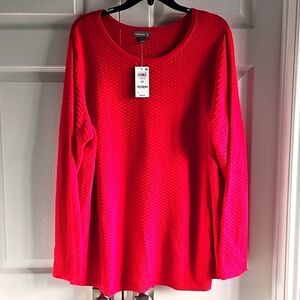 New Style & Co. Scoop Neck Ribbed Long Sleeved Sweater 3X Red Cozy Casual